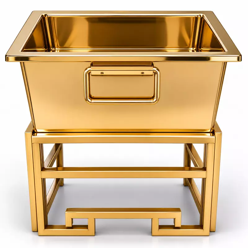 SQUARE DUSTBIN GOLD PVD