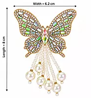 Butterfly Hairpin with Crystals, Rhinestones and Pearl Drops