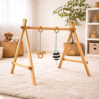 Wooden Baby Play Gym – First Reach Montessori Activity Gym