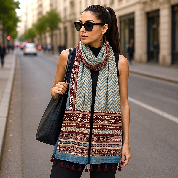 Cotton Ajrakh Print Stole #11