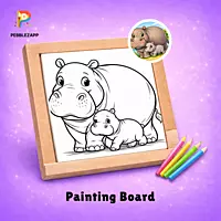 Hippo and Baby Coloring