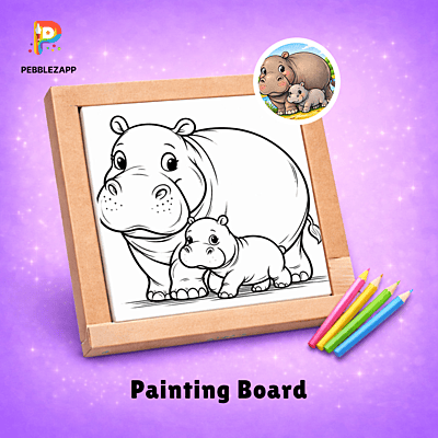 Hippo and Baby Coloring