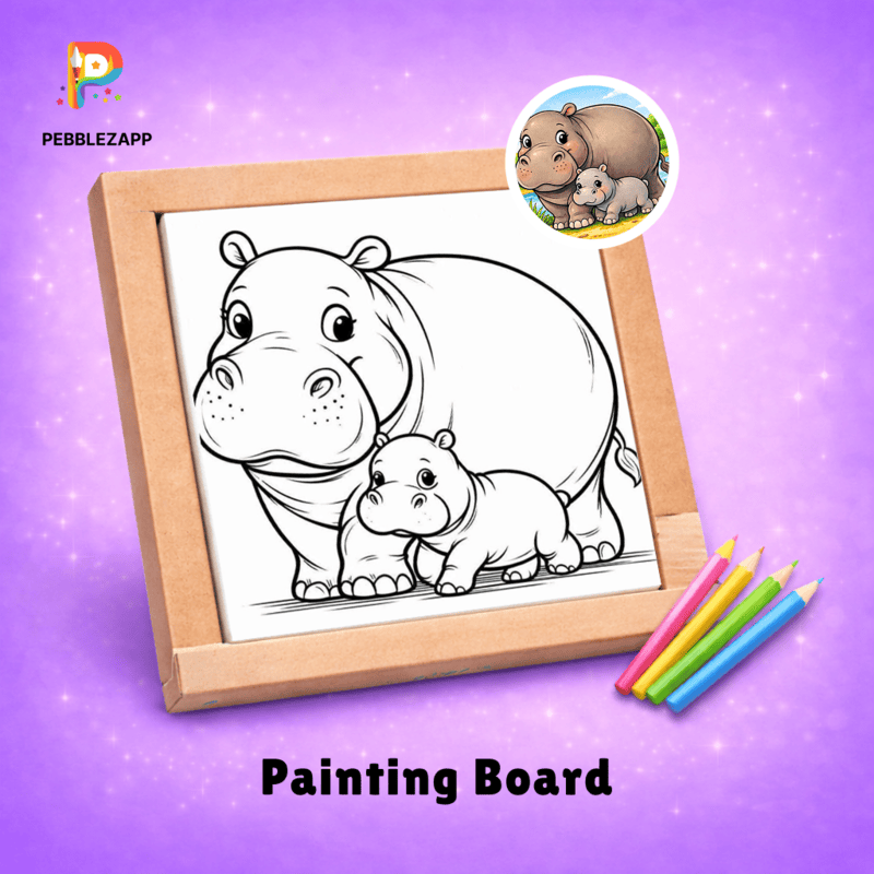 Hippo and Baby Coloring