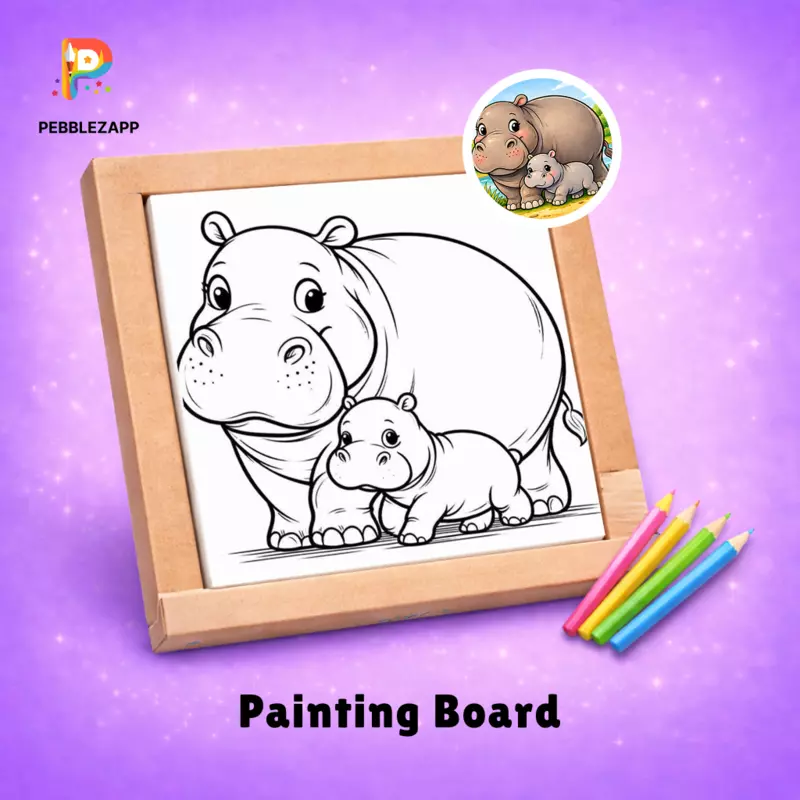 Hippo and Baby Coloring