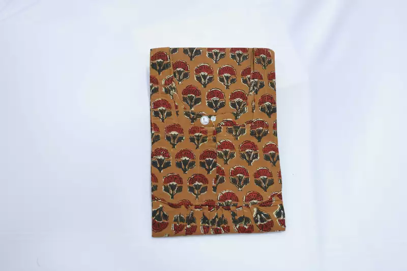 Mustard Brown Block Printed Cotton Nighty