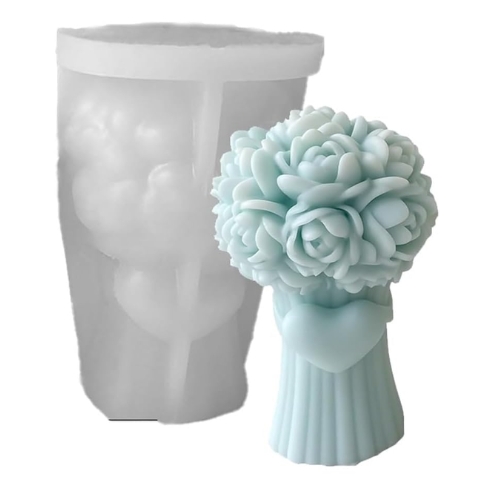 Silicon Mold Candle Rose Bouquet Heart