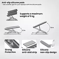 Portronics My Buddy K PRO Portable Laptop Stand – Metal Build  |Silver | 1 Year Warranty