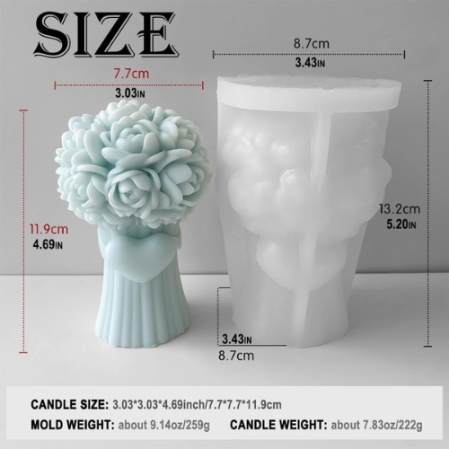 Silicon Mold Candle Rose Bouquet Heart
