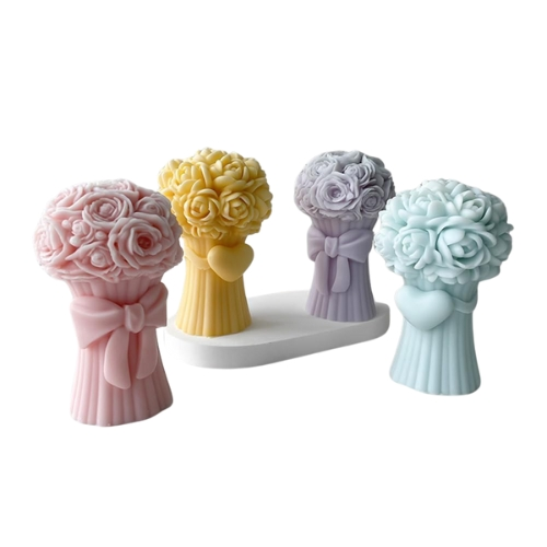 Silicon Mold Candle Rose Bouquet Heart