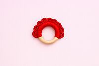 Red Scallop Wooden Baby Teether