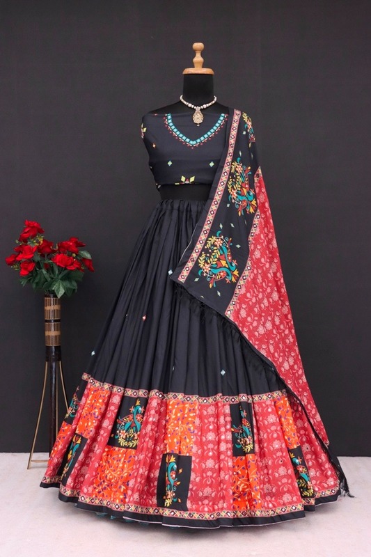 New Lounching Digital Print Muslin Cotton Lehenga Choli D.56