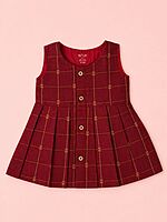 Royal Maroon Butta Silk Baby Frock