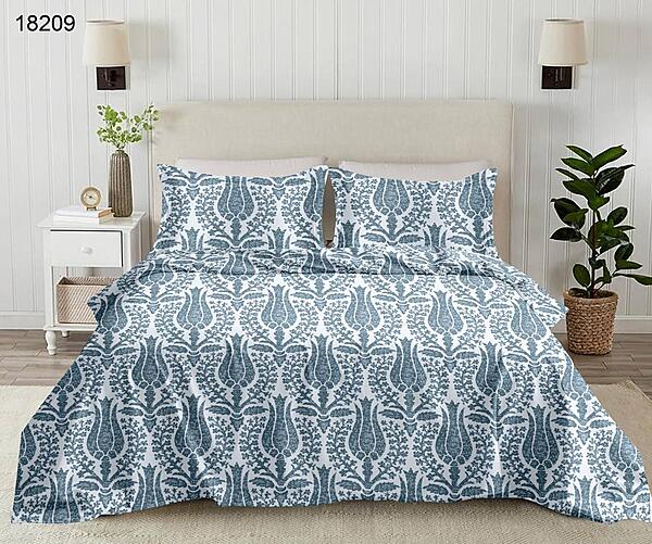 Rose Garden: The Indigo Damask | 100% Premium Cotton King Size Bedsheet