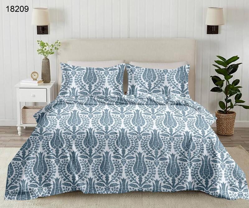 Rose Garden: The Indigo Damask | 100% Premium Cotton King Size Bedsheet