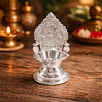 Silver Kamakshi Amman Deepa | Traditional Gaja Lakshmi Diya