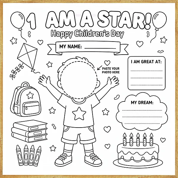 Happy Children's Day – I Am a Star – Colour & Frame Kit