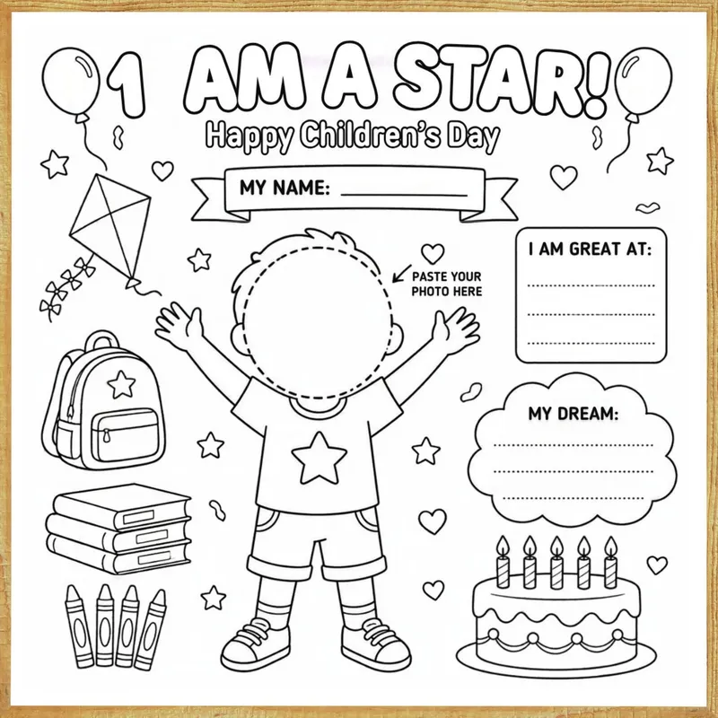 Happy Children's Day – I Am a Star – Colour & Frame Kit