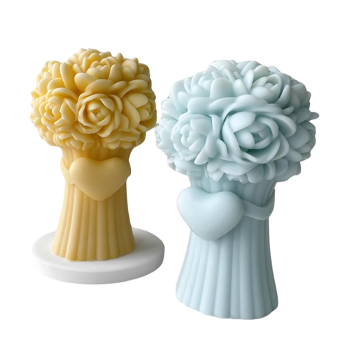 Silicon Mold Candle Rose Bouquet Heart