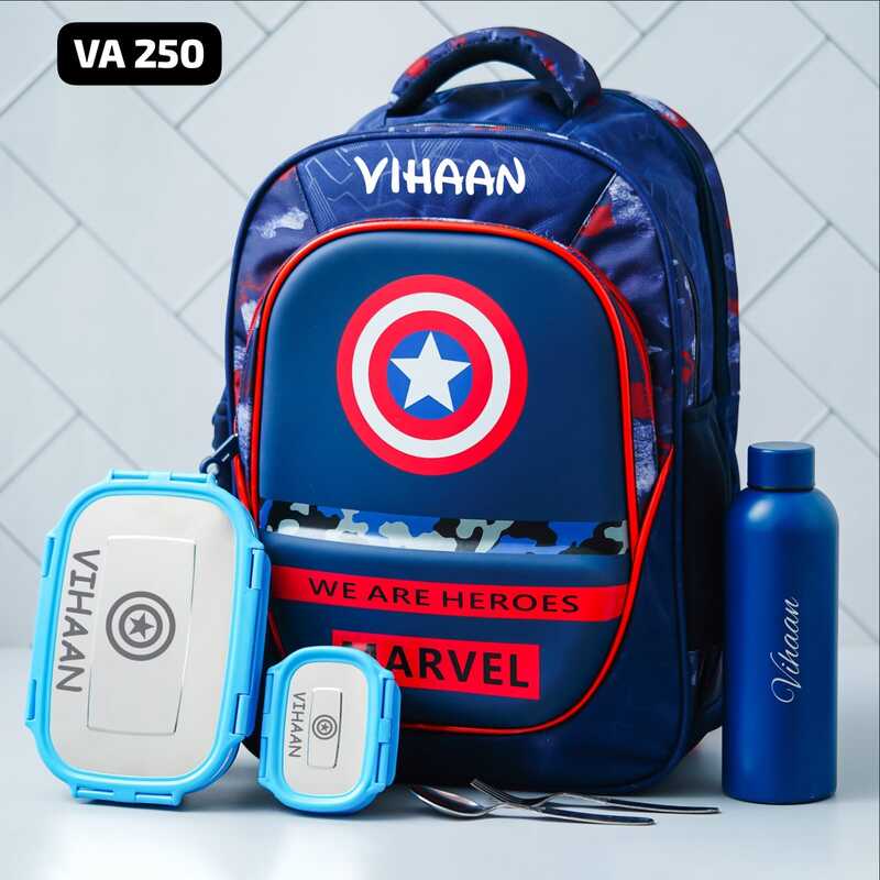 Personalized Marvel Captain America Kids School Bag (17 inches)