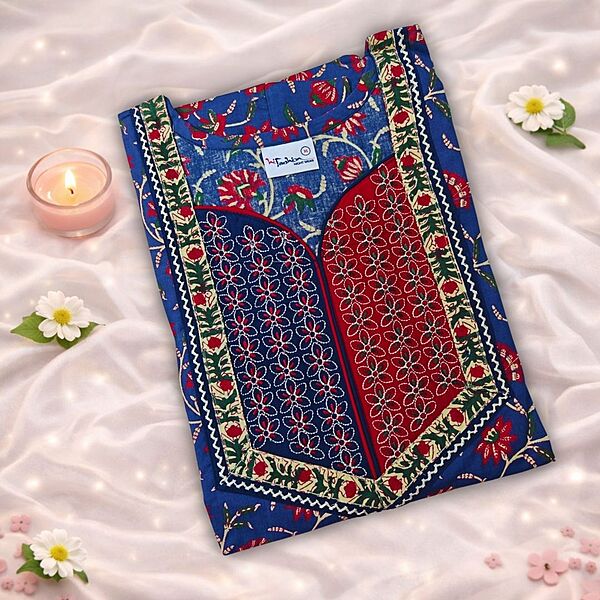 Metro Blue Cotton Nighty With Geometric Print All Over From Libas Loungewear - AL1168