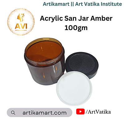 Acrylic San Jar AMBER + White Inner + BLACK Cap - 100g Acrylic San Jar AMBER + White Inner + BLACK Cap - 100g