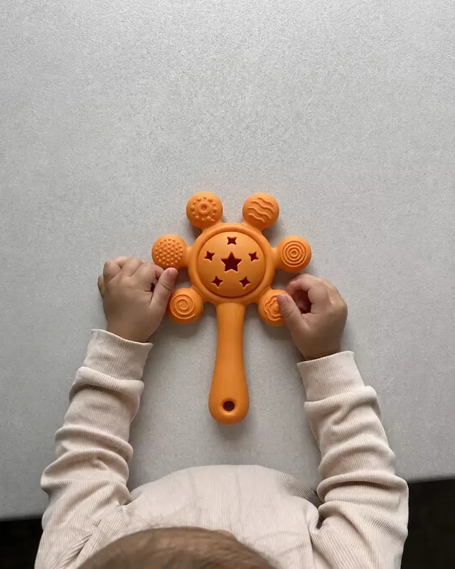 2-in-1 Musical Silicone Rattle Teether Toy