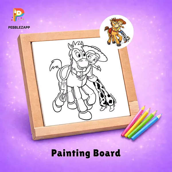 Cute Cowgirl and Horse Coloring