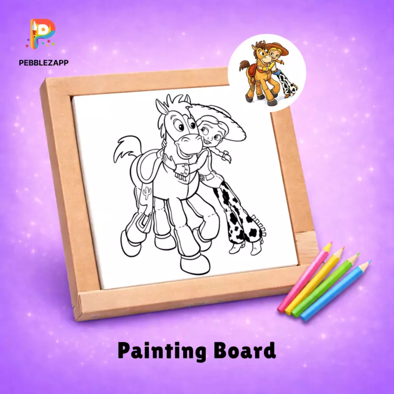 Cute Cowgirl and Horse Coloring