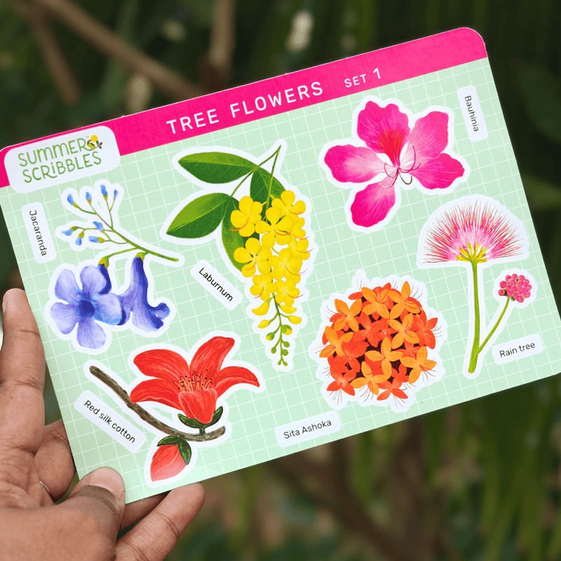 Tree Flowers Sticker Sheet – Set of 3 Sheets Featuring city tree flowers