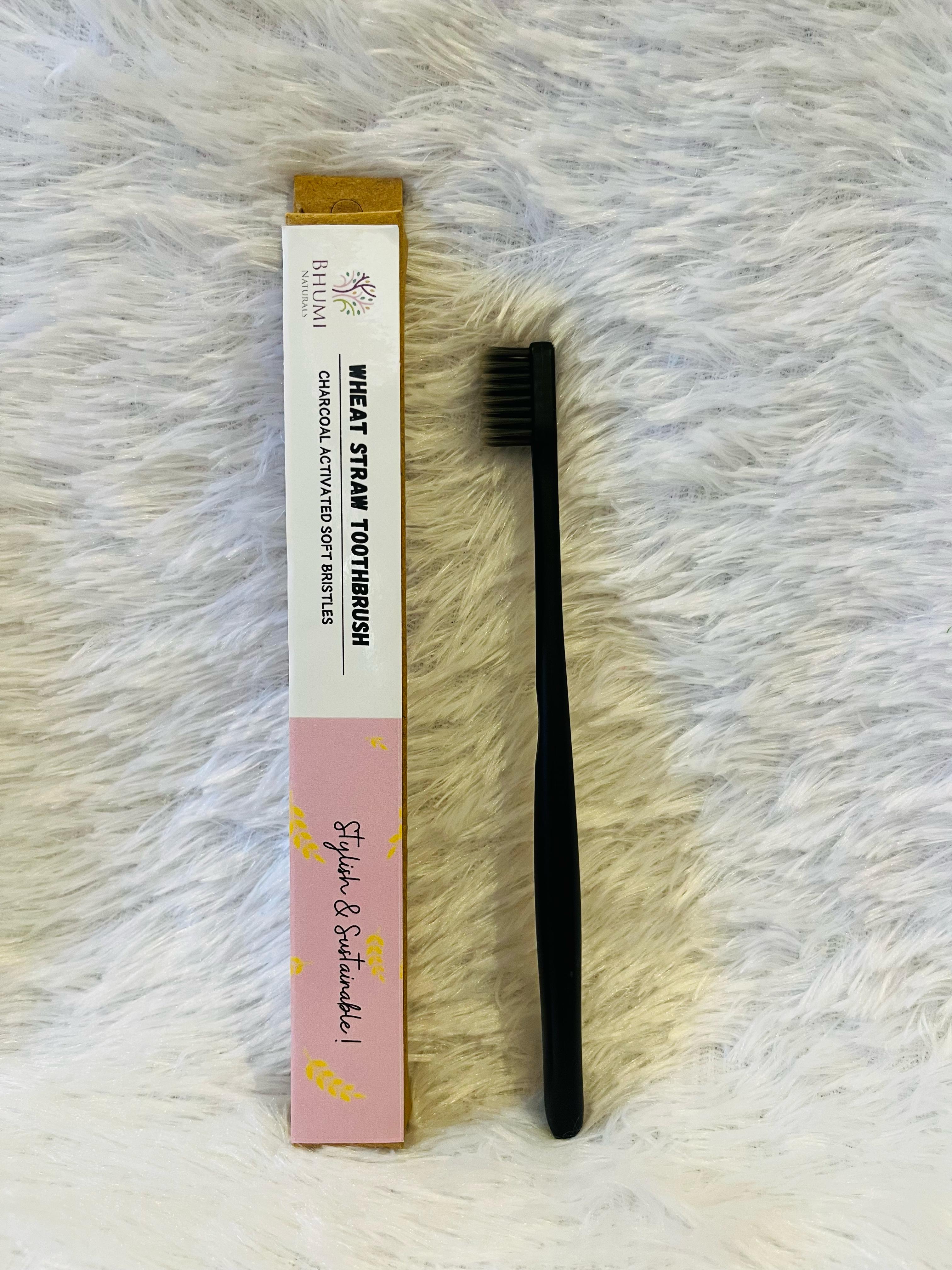 Wheat Straw Tooth Brush - Charcoal Bristles - Pack of 1