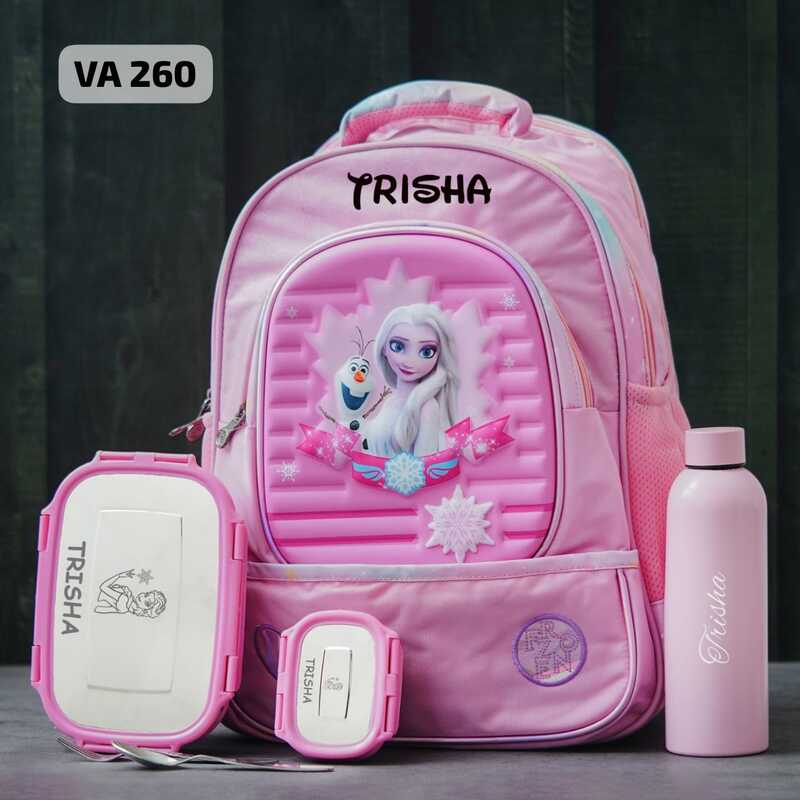Personalized Pink Frozen Elsa Themed School Bag (18 inches)