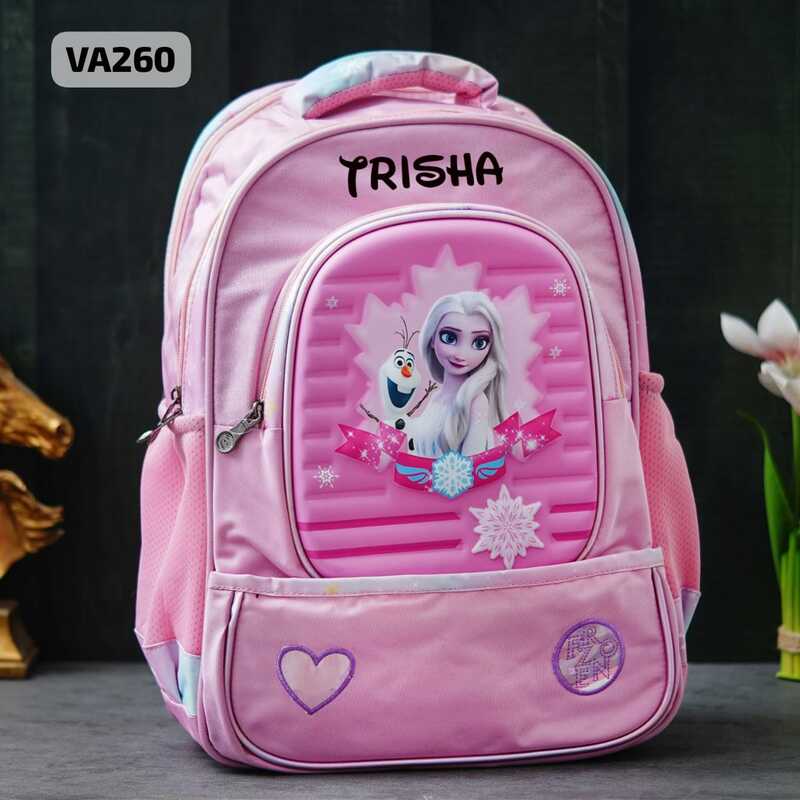 Personalized Pink Frozen Elsa Themed School Bag (18 inches)