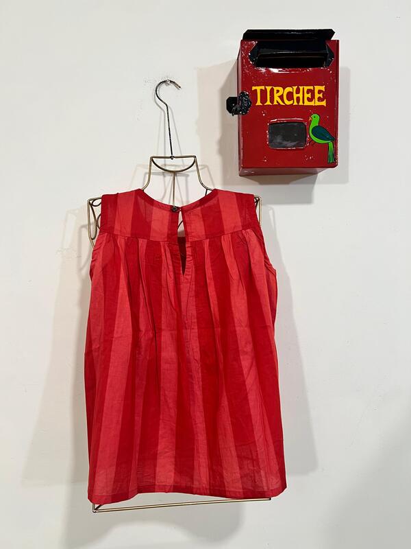 Priya's Triangle-Yoke Top - Red Stripes