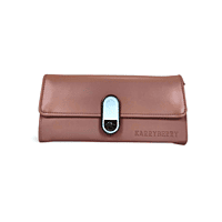 Leather Clutch Wallet with Silver Turn-Lock Closure