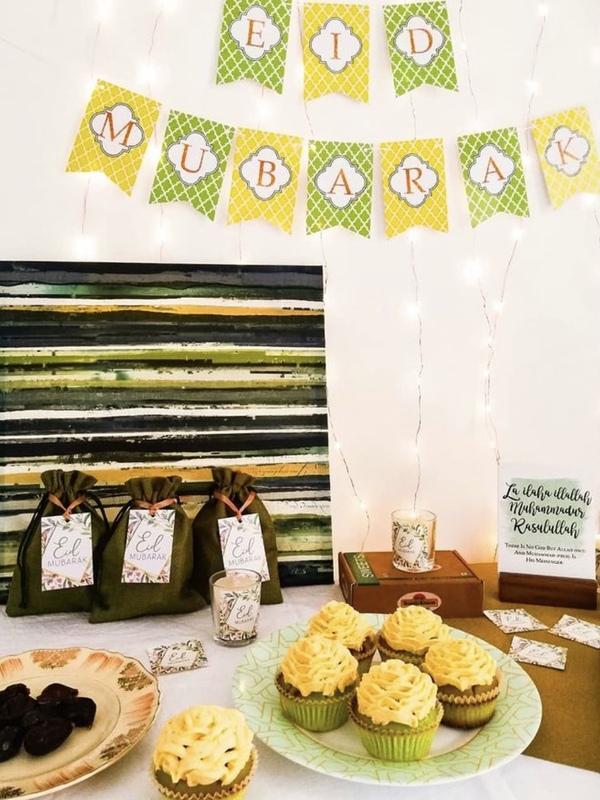 Eid Mubarak Yellow & Green Paper Banner