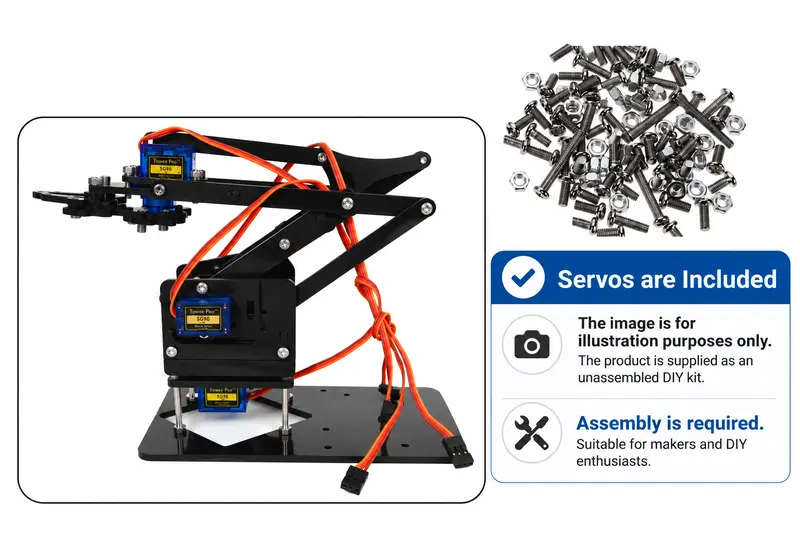 Robotic Arm DIY Kit with SG90 Servo Motors- Acrylic