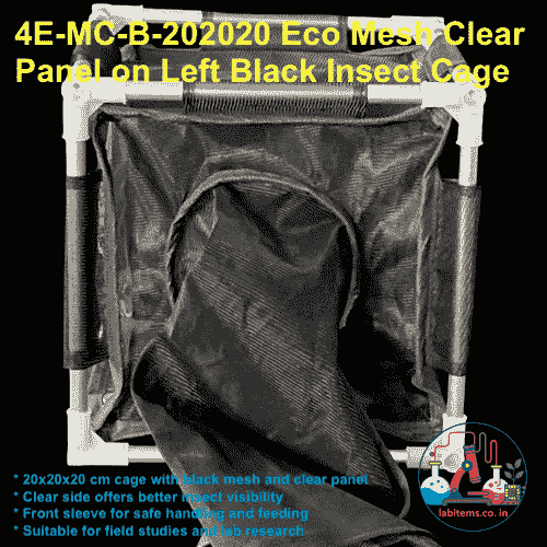 4E-MC-B-202020 Eco Mesh Clear Black Insect Cage