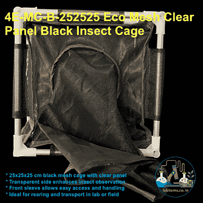 4E-MC-B-252525 Eco Mesh Clear Black Insect Cage
