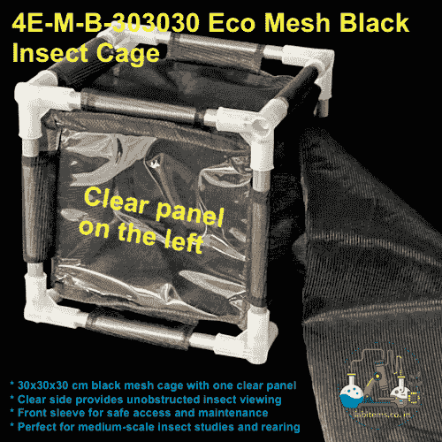 4E-MC-B-303030 Eco Mesh Clear Black Insect Cage