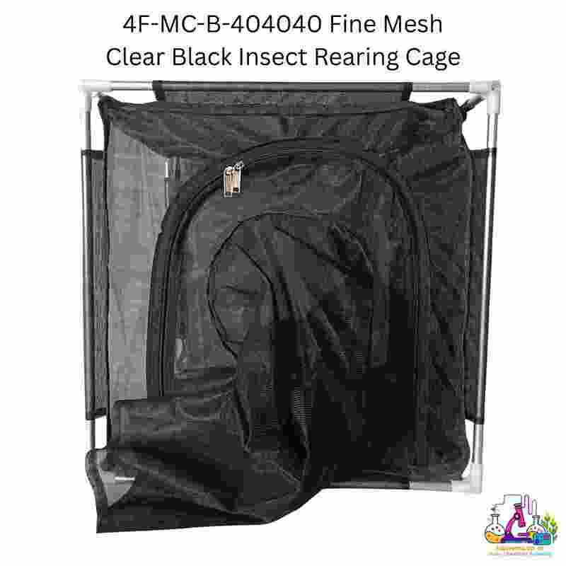 4F-MC-B-404040 Fine Mesh Clear Black Insect Rearing Cage