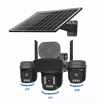 PTZ Security Camera 4G/WiFi Triple Lens  Solar | 360° Coverage | Night Vision | AI Detection | Two-Way Audio | SIM Supported