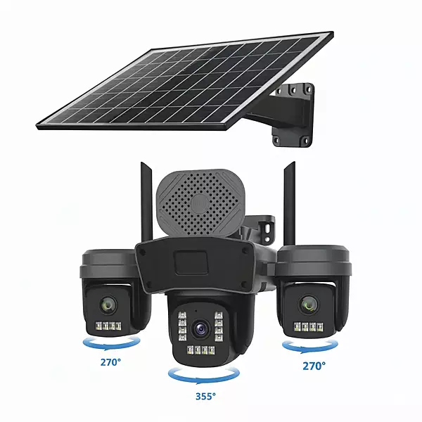 PTZ Security Camera 4G/WiFi Triple Lens  Solar | 360° Coverage | Night Vision | AI Detection | Two-Way Audio | SIM Supported