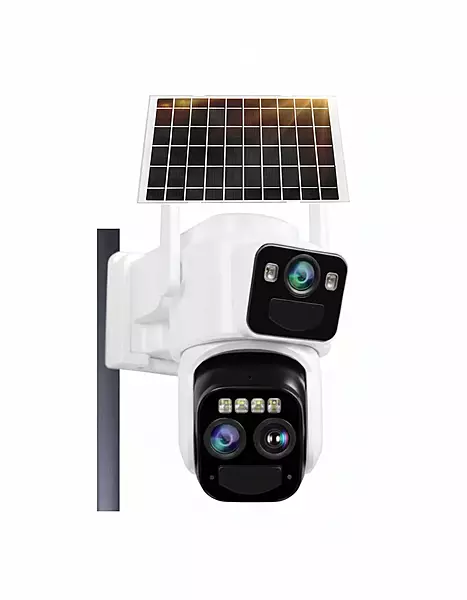 Solar Security Camera 4G Triple Lens PTZ Camera 3MP with 10X Zoom – Wireless Outdoor SIM CCTV with Battery, Night Vision & Two-Way Audio