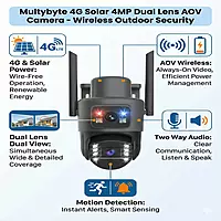 Solar Security Camera 4G 4MP Dual Lens AOV Camera Wireless Outdoor Security, Dual View, Motion Detection, Two Way Audio