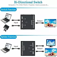 HDMI 4K 2.0 Bi-Directional Switch | 2 In 1 Out / 1 In 2 Out | 4K @ 60Hz, HDR, 3D & HDCP Pass-Through | Manual Toggle Hub for Gaming & Home Theater