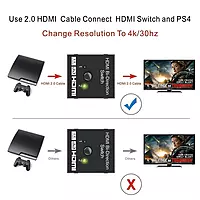 HDMI 4K 2.0 Bi-Directional Switch | 2 In 1 Out / 1 In 2 Out | 4K @ 60Hz, HDR, 3D & HDCP Pass-Through | Manual Toggle Hub for Gaming & Home Theater