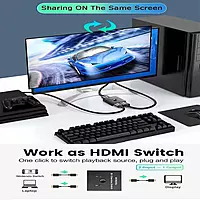 HDMI 4K 2.0 Bi-Directional Switch | 2 In 1 Out / 1 In 2 Out | 4K @ 60Hz, HDR, 3D & HDCP Pass-Through | Manual Toggle Hub for Gaming & Home Theater