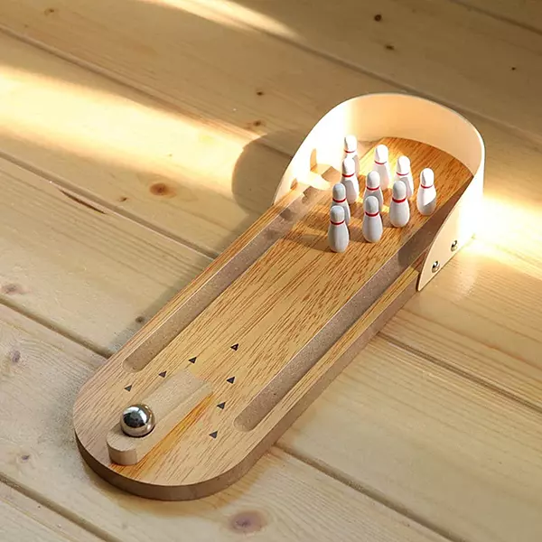 Channapatna Wooden Mini Desktop Parent-Child Bowling Game