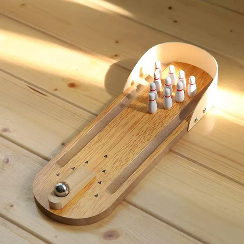 Channapatna Wooden Mini Desktop Parent-Child Bowling Game