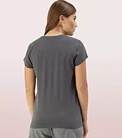 Enamor Essentials Womens E147-Short Sleeve Crew Neck Slim Fit Stretch Cotton Tee